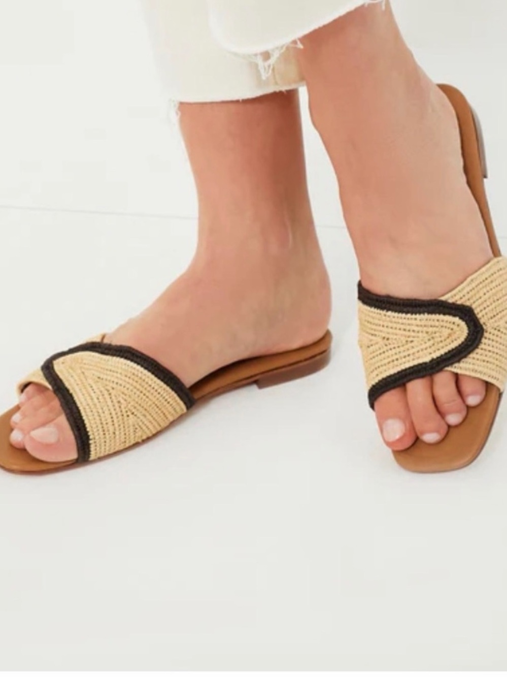 LE MOGADOR Volakas Sandel flats in Woven Raffia nude US 10